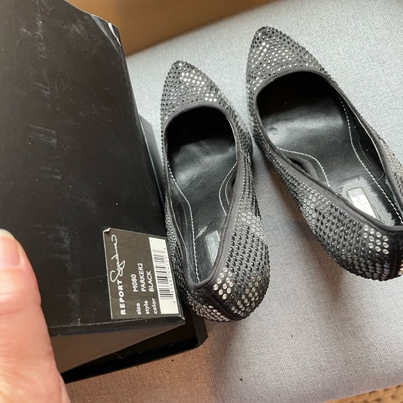 Report Signature "Parker2" strassed black crystal heels sz 8 $199 - Picture 7 of 9